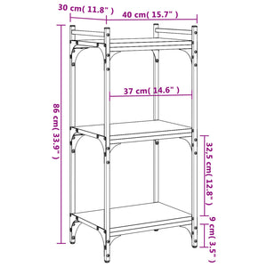 Libreria a 3 Ripiani Rovere Fumo 40x30x86 cm Legno Multistrato 837629