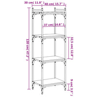 Libreria 4 Ripiani Grigio Sonoma 40x30x120cm Legno Multistrato 837635