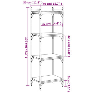 Libreria 4 Ripiani Grigio Sonoma 40x30x120cm Legno Multistrato 837635