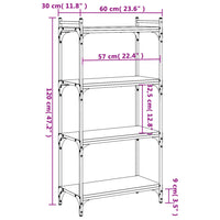 Libreria a 4 Ripiani Rovere Fumo 60x30x120 cm Legno Multistrato 837654