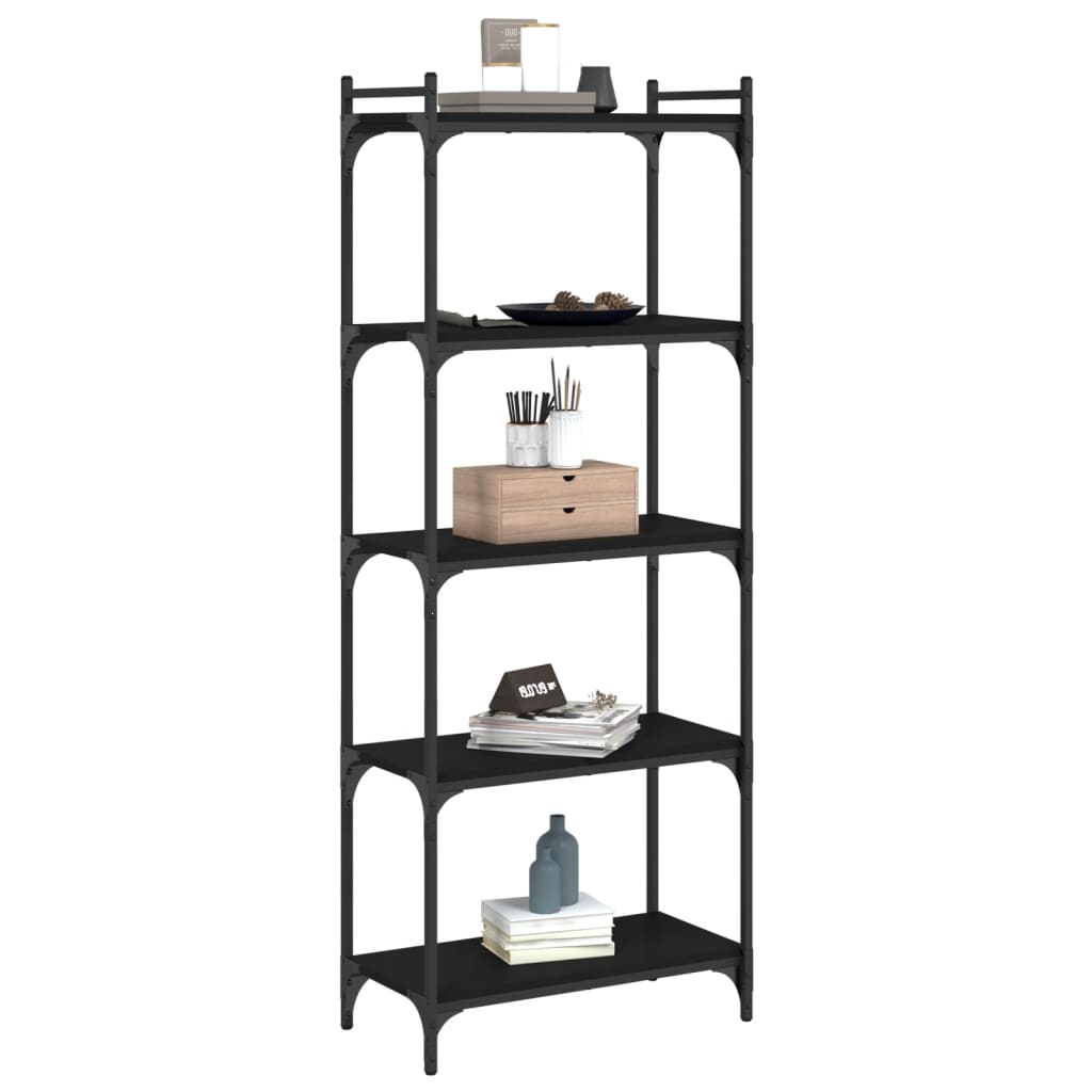 Libreria a 5 Ripiani Nera 60x30x154 cm in Legno Multistrato 837657