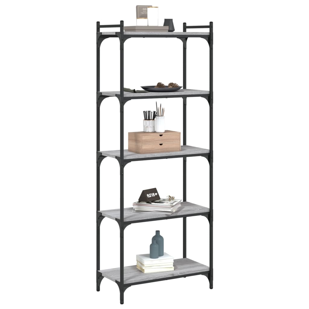 Libreria 5 Ripiani Grigio Sonoma 60x30x154cm Legno Multistratocod mxl 108532