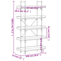 Libreria 5 Ripiani Grigio Sonoma 100x33x180,5 Legno Multistrato 837700