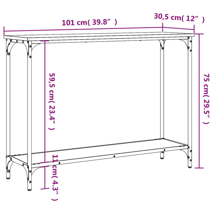 Tavolino Consolle Rovere Fumo 101x30,5x75 cm Legno Multistrato 837704