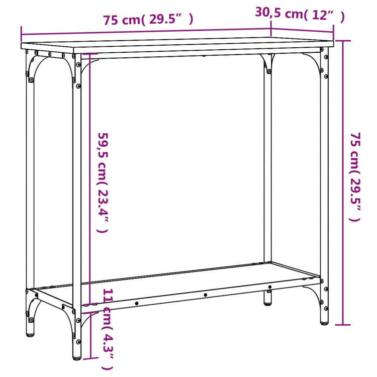 Tavolino Consolle Nero 75x30,5x75 cm in Legno Multistrato 837707