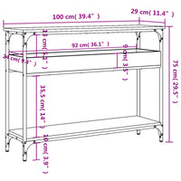 Tavolo Consolle con Ripiano Nero 100x29x75cm Legno Multistrato 837717