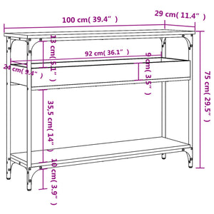 Tavolo Consolle con Ripiano Nero 100x29x75cm Legno Multistrato 837717