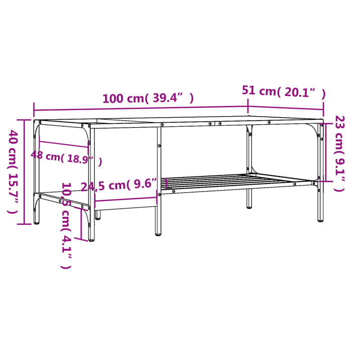 Tavolino Salotto Ripiano Rovere Sonoma 100x51x40cm Multistrato 837733