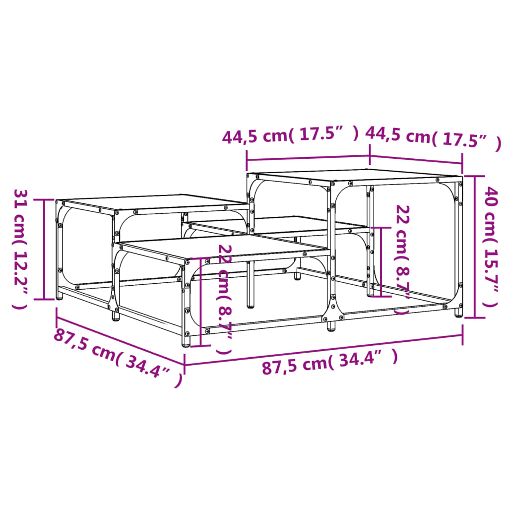 Tavolino Salotto Grigio Sonoma 87,5x87,5x40cm Legno Multistrato 837745