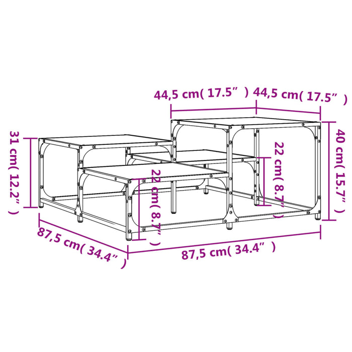 Tavolino Salotto Grigio Sonoma 87,5x87,5x40cm Legno Multistrato 837745