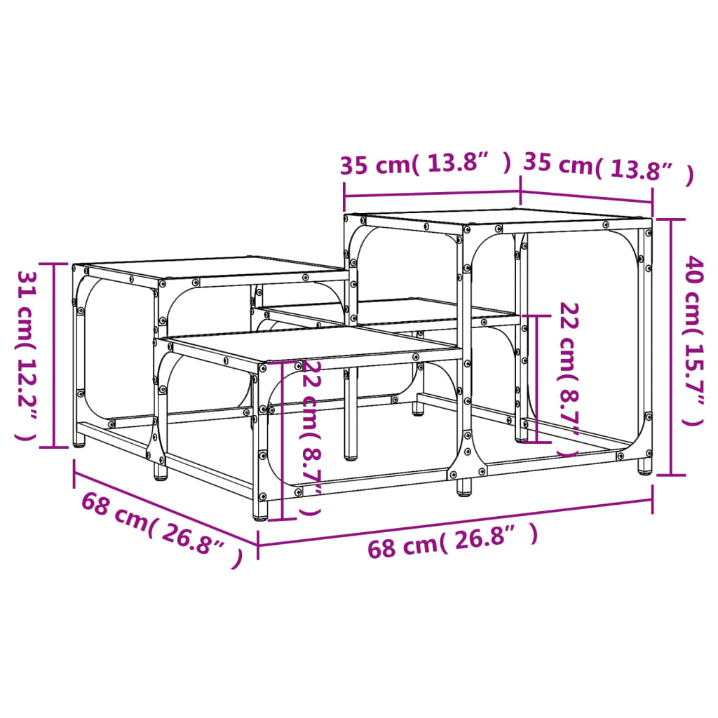 Tavolino da Salotto Nero 68x68x40 cm in Legno Multistrato 837747