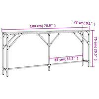 Tavolino Consolle Nero 180x23x75 cm in Legno Multistrato 837767