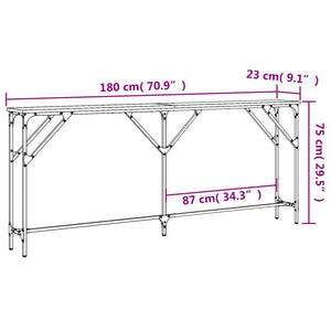 Tavolino Consolle Nero 180x23x75 cm in Legno Multistrato 837767