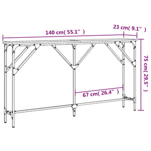 Tavolo Consolle Grigio Sonoma 140x23x75 cm in Legno Multistrato 837775