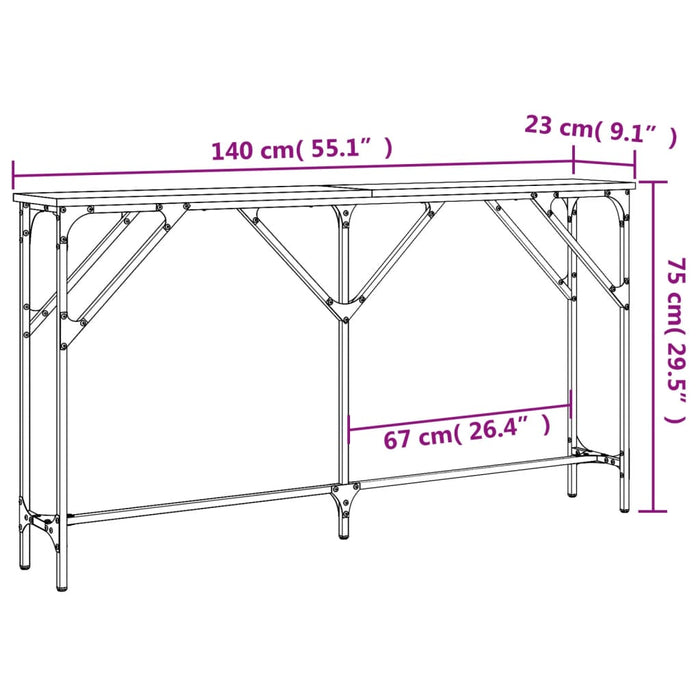 Tavolo Consolle Grigio Sonoma 140x23x75 cm in Legno Multistrato 837775