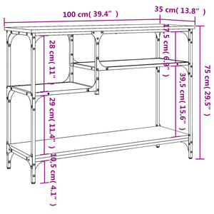 Tavolino Consolle con Ripiani Nero 100x35x75 cm 837782