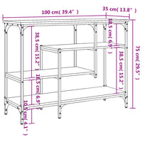 Tavolino Consolle con Ripiani Nero 100x35x75 cm 837787