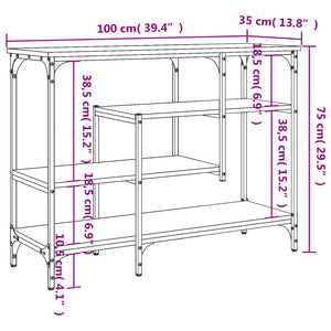 Tavolino Consolle con Ripiani Grigio Sonoma 100x35x75 cm 837790