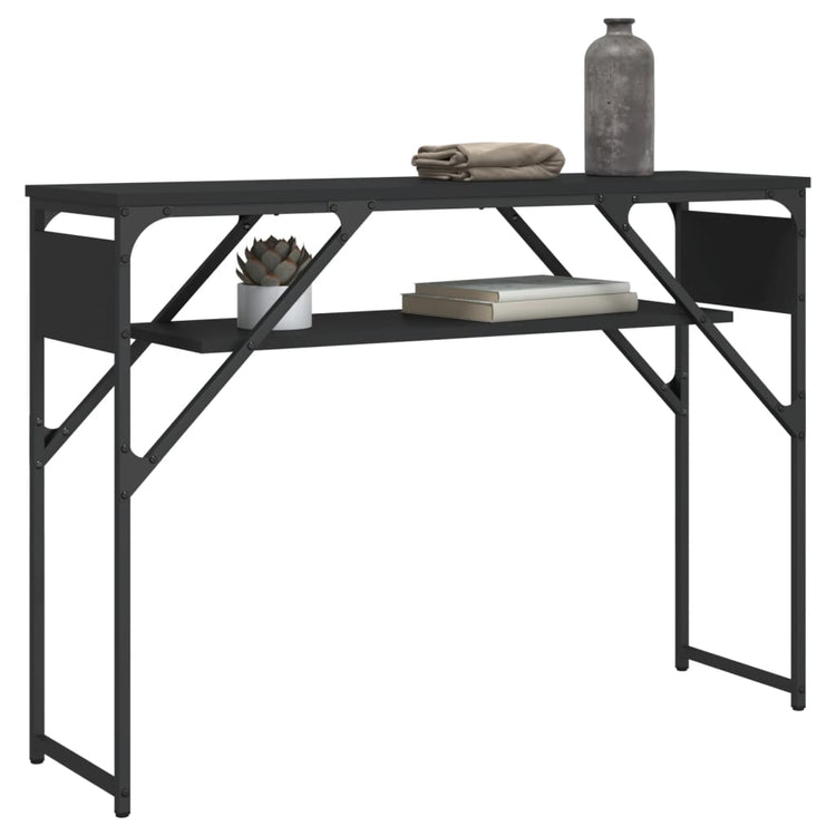 Tavolo Consolle con Ripiano Nero 105x30x75cm Legno Multistrato 837792