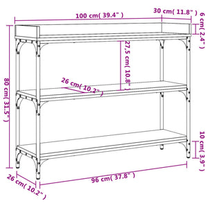 Tavolino Consolle con Ripiani Grigio Sonoma 100x30x80 cm 837810