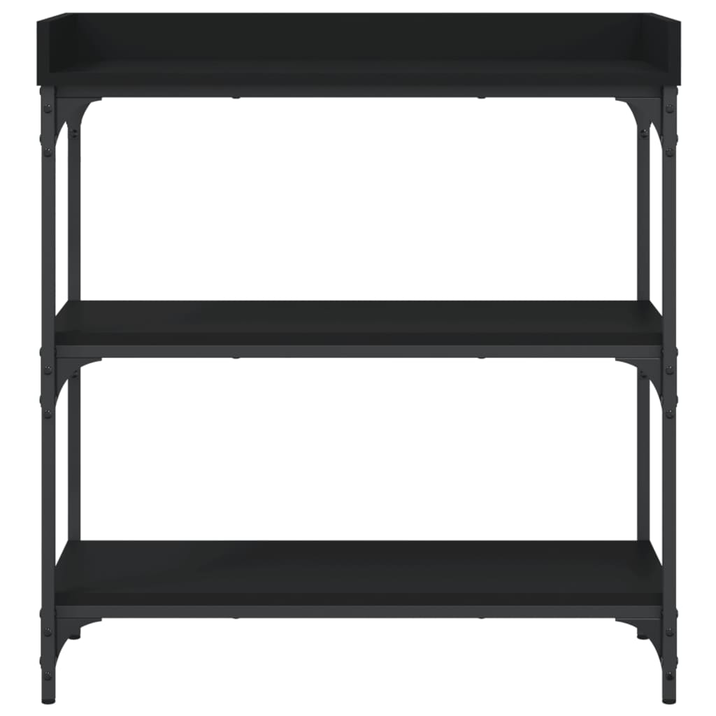 Tavolino Consolle con Ripiani Nero 75x30x80 cm 837812