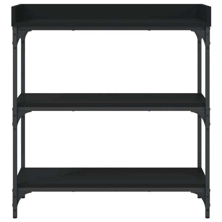 Tavolino Consolle con Ripiani Nero 75x30x80 cm 837812