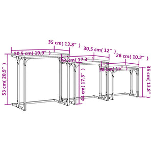 Tavolini Impilabili 3 pz Neri in Legno Multistrato 837817