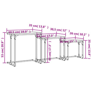 Tavolini Impilabili 3 pz Rovere Marrone in Legno Multistrato 837821