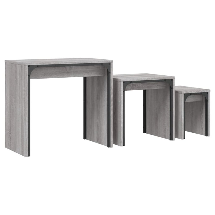 Tavolini Salotto Impilabili 3pz Grigio Sonoma Legno Multistrato 837825