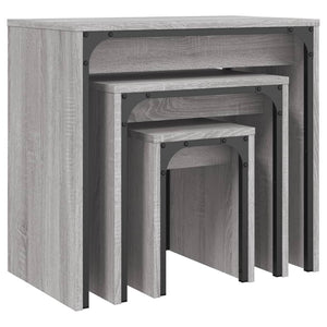 Tavolini Salotto Impilabili 3pz Grigio Sonoma Legno Multistrato 837825