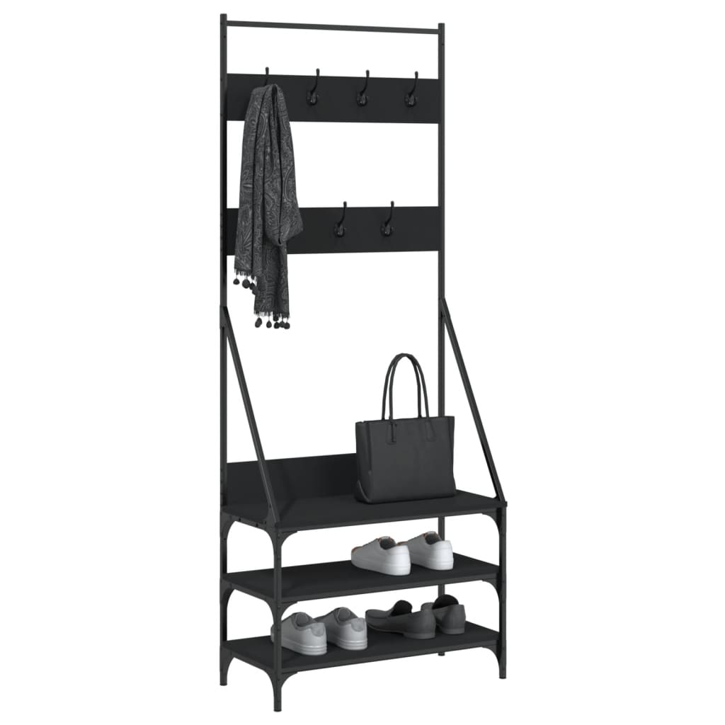 Appendiabiti con Porta Scarpe Nero 72x34x184 cm 837827