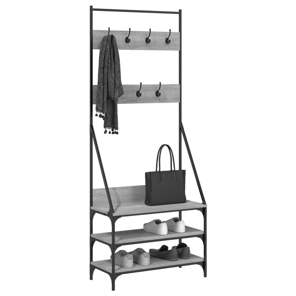 Appendiabiti con Porta Scarpe Grigio Sonoma 72x34x184 cm 837830