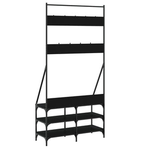 Appendiabiti con Porta Scarpe Nero 90x34x184 cm 837832