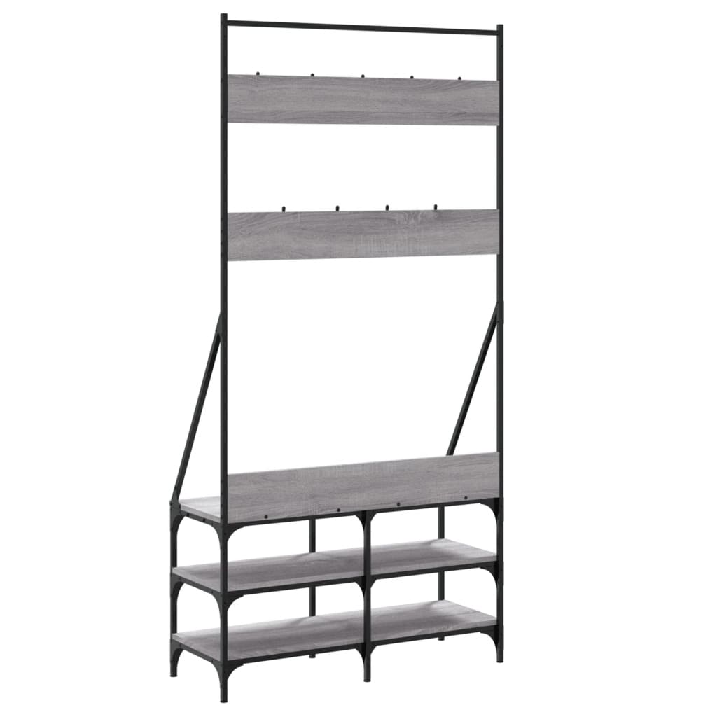 Appendiabiti con Porta Scarpe Grigio Sonoma 90x34x184 cm 837835