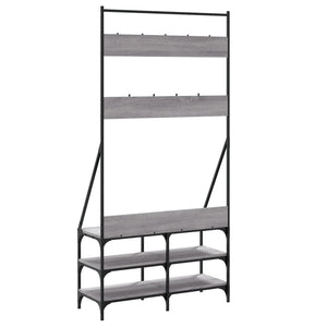 Appendiabiti con Porta Scarpe Grigio Sonoma 90x34x184 cm 837835