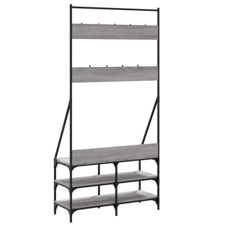 Appendiabiti con Porta Scarpe Grigio Sonoma 90x34x184 cm 837835