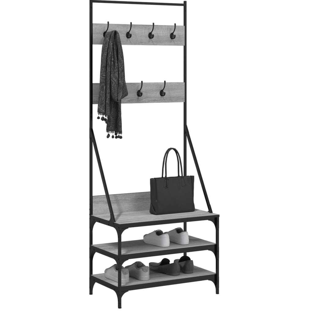 Appendiabiti con Porta Scarpe Grigio Sonoma 70x40x184 cm 837845