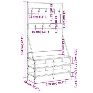 Appendiabiti con Porta Scarpe Nero 100x40x184 cm 837847