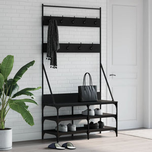 Appendiabiti con Porta Scarpe Nero 100x40x184 cm 837847