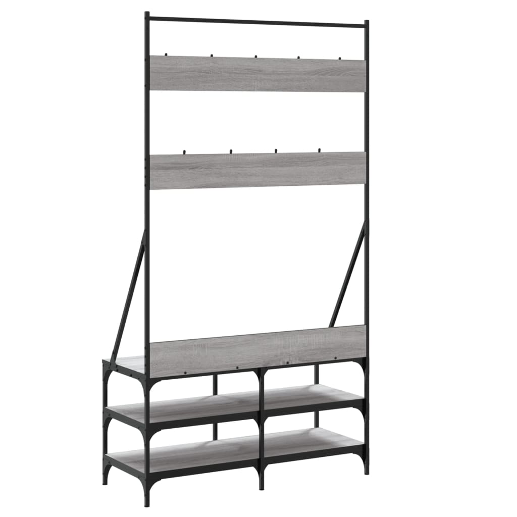 Appendiabiti con Porta Scarpe Grigio Sonoma 100x40x184 cm 837850