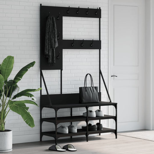 Appendiabiti con Porta Scarpe Nero 100x40x184 cm 837852