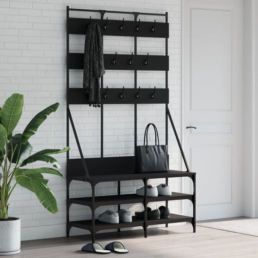 Appendiabiti con Porta Scarpe Nero 100x40x184 cmcod mxl 84394