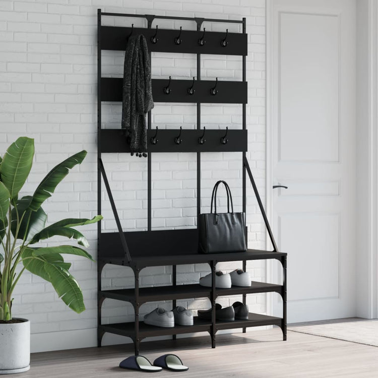 Appendiabiti con Porta Scarpe Nero 100x40x184 cm 837857