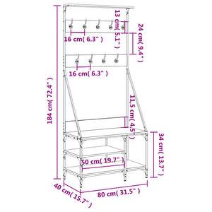 Appendiabiti con Porta Scarpe Nero 80x40x184 cm 837862