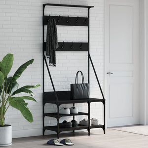 Appendiabiti con Porta Scarpe Nero 80x40x184 cmcod mxl 84395