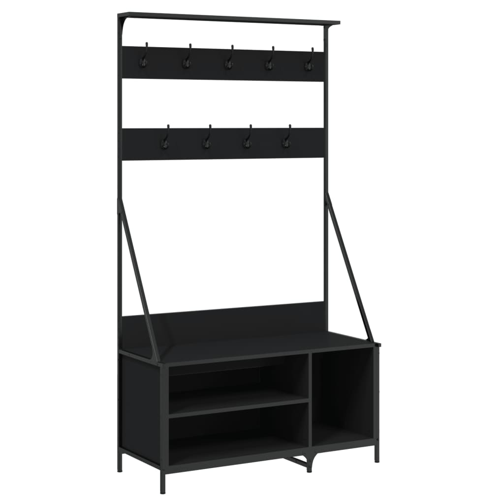 Appendiabiti con Porta Scarpe Nero 100x41x184 cm 837867