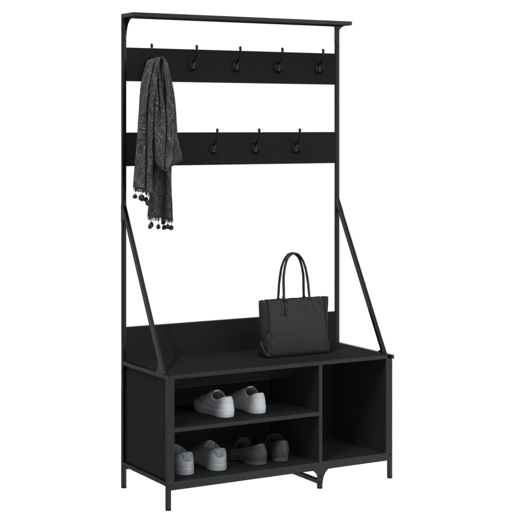 Appendiabiti con Porta Scarpe Nero 100x41x184 cm 837867