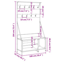 Appendiabiti con Porta Scarpe Nero 100x41x184 cm 837867