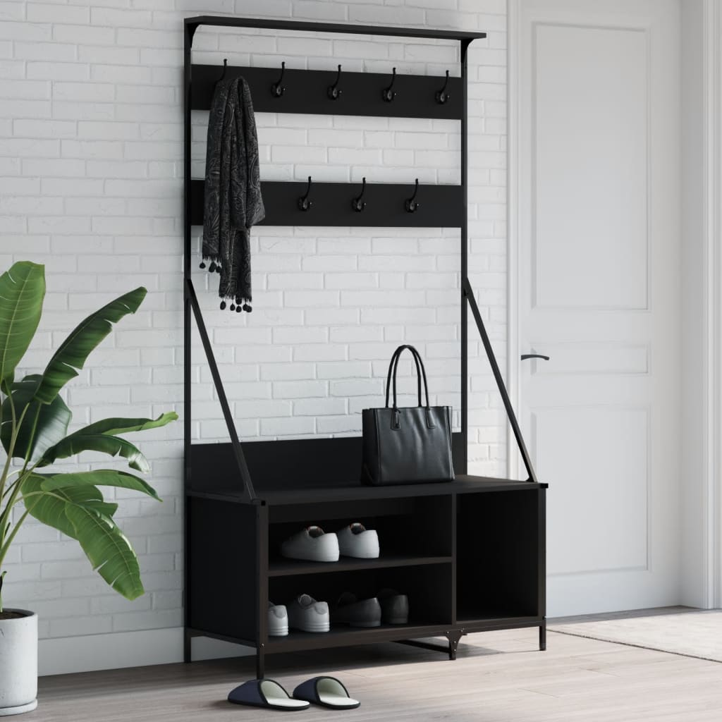 Appendiabiti con Porta Scarpe Nero 100x41x184 cm 837867