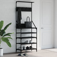 Appendiabiti con Porta Scarpe Nero 70x34x184 cm 837872